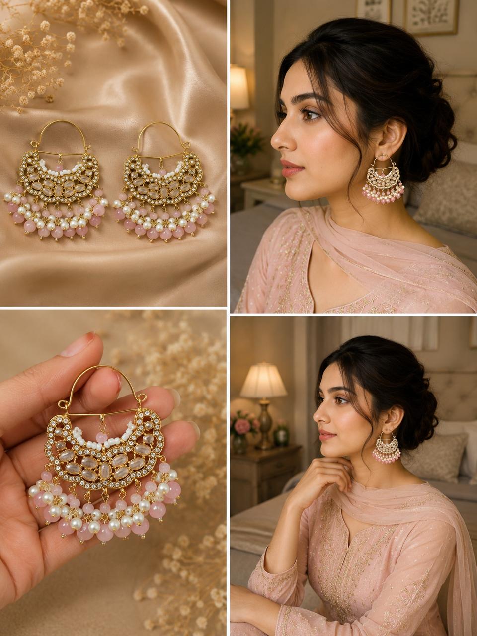 Pink Pearl Hoop Jhumka