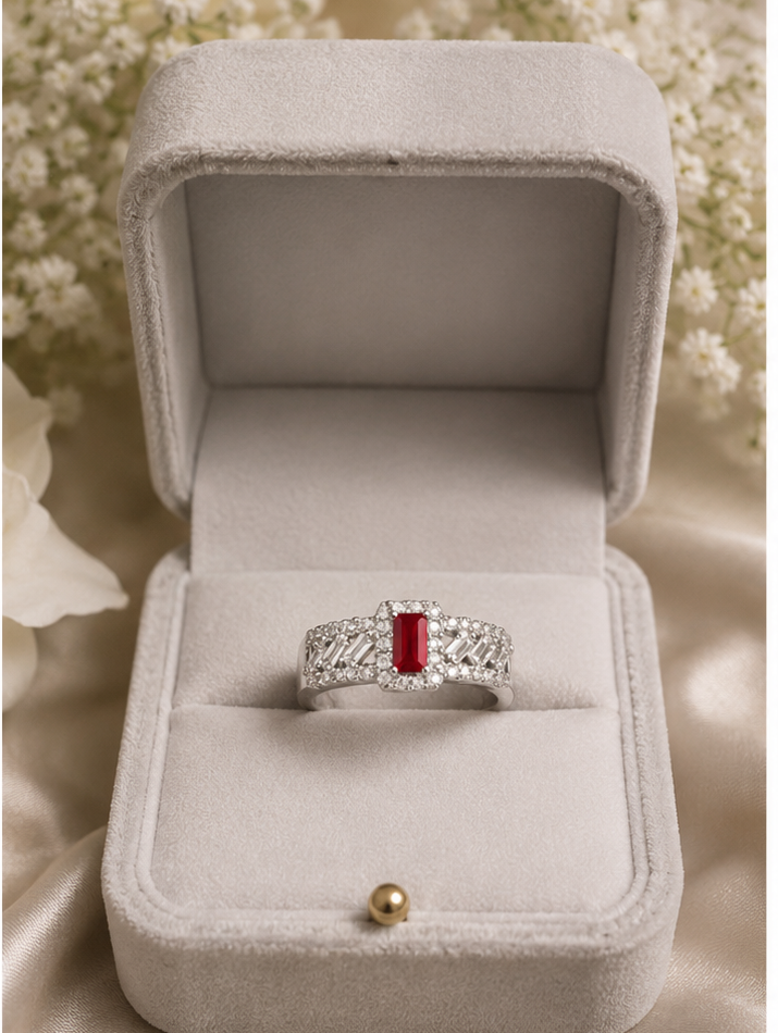 Luxury Ruby Halo Diamond Ring