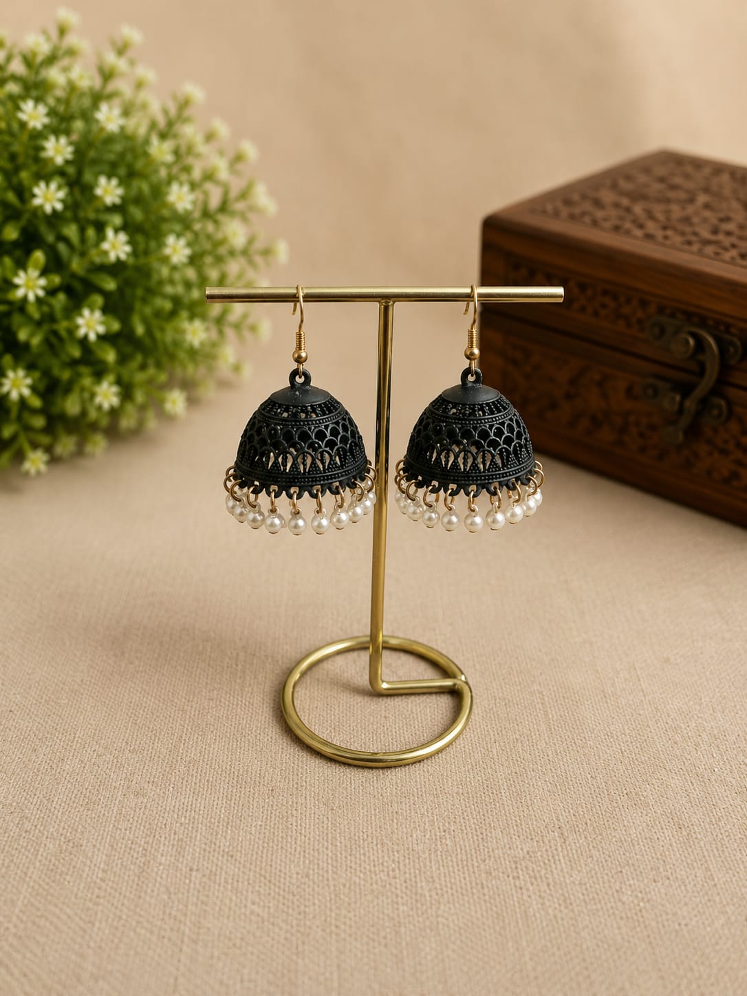 Pearl Dome Jhumka Earrings
