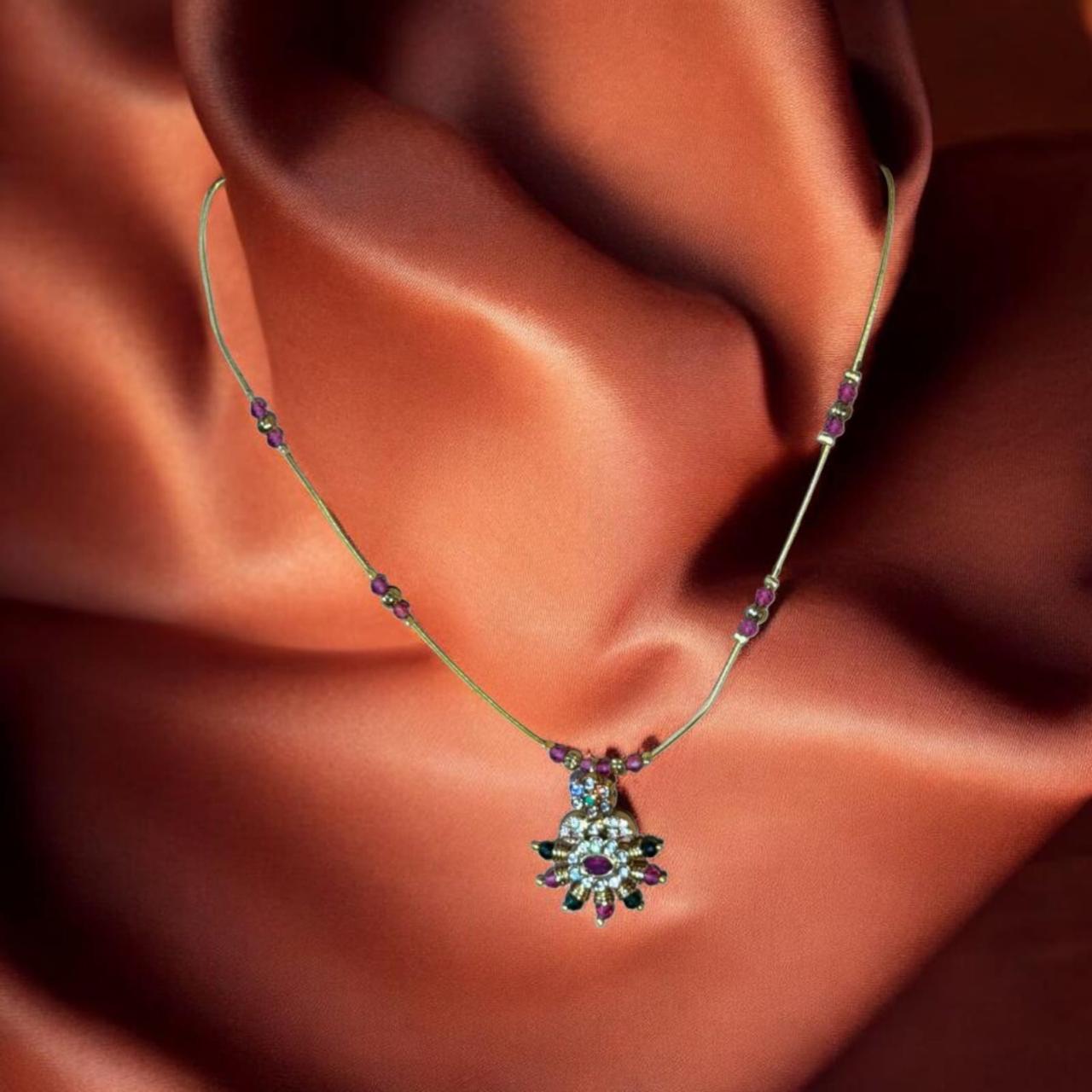 Elegant Multicolor Stone Floral Pendant Necklace