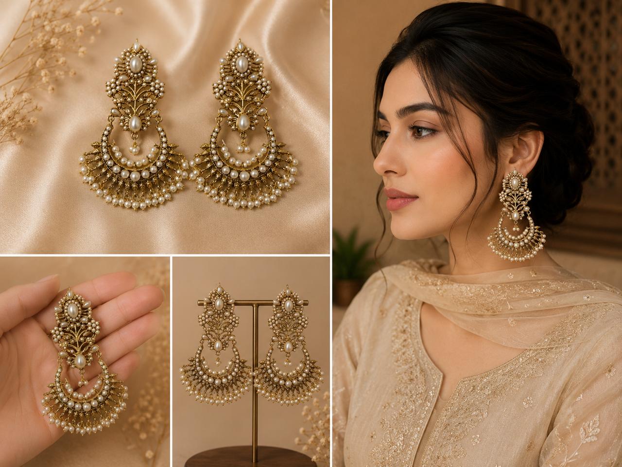 Pearl Chandbali Jhumka