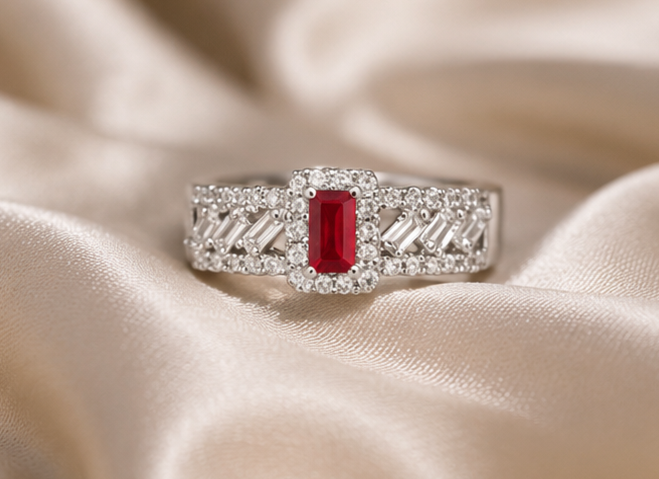 Luxury Ruby Halo Diamond Ring