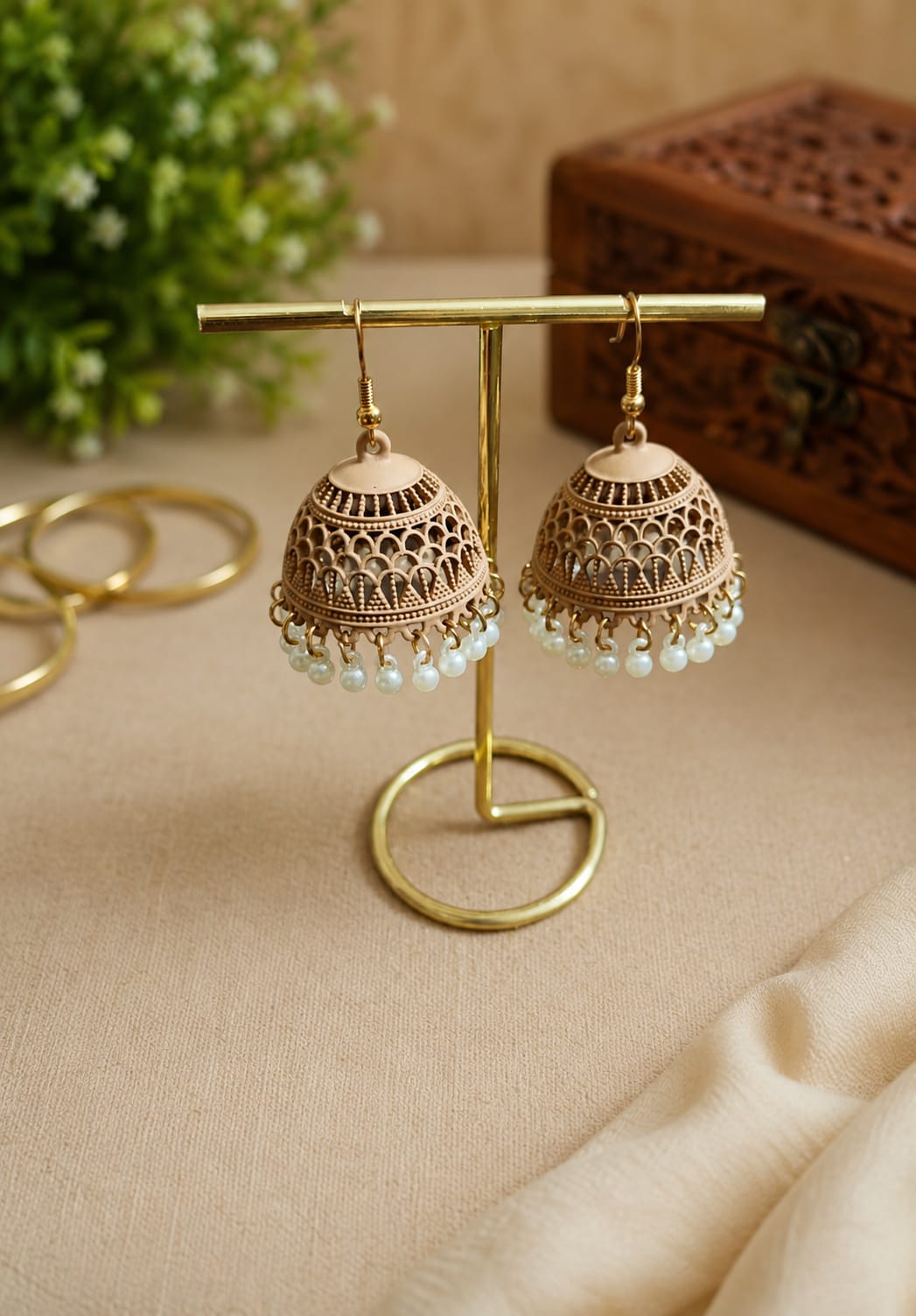 Pearl Dome Jhumka Earrings