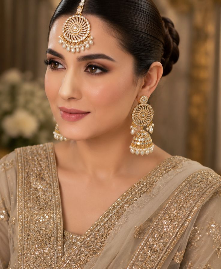 Royal Kundan Pearl Spiral Pendant Set