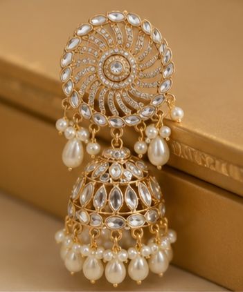 Royal Kundan Pearl Spiral Pendant Set